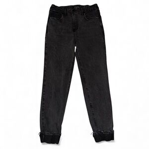 Good American The Weekender Cuffed Jeans in Black